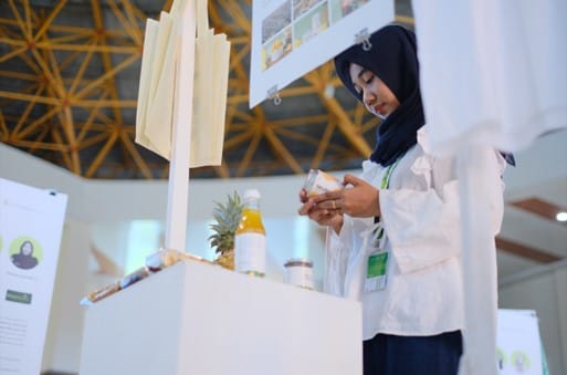 Salah satu peserta memamerkan ide inovasinya. (Dokumentasi Panitia Festival Inovasi Lestari Siak 2025)