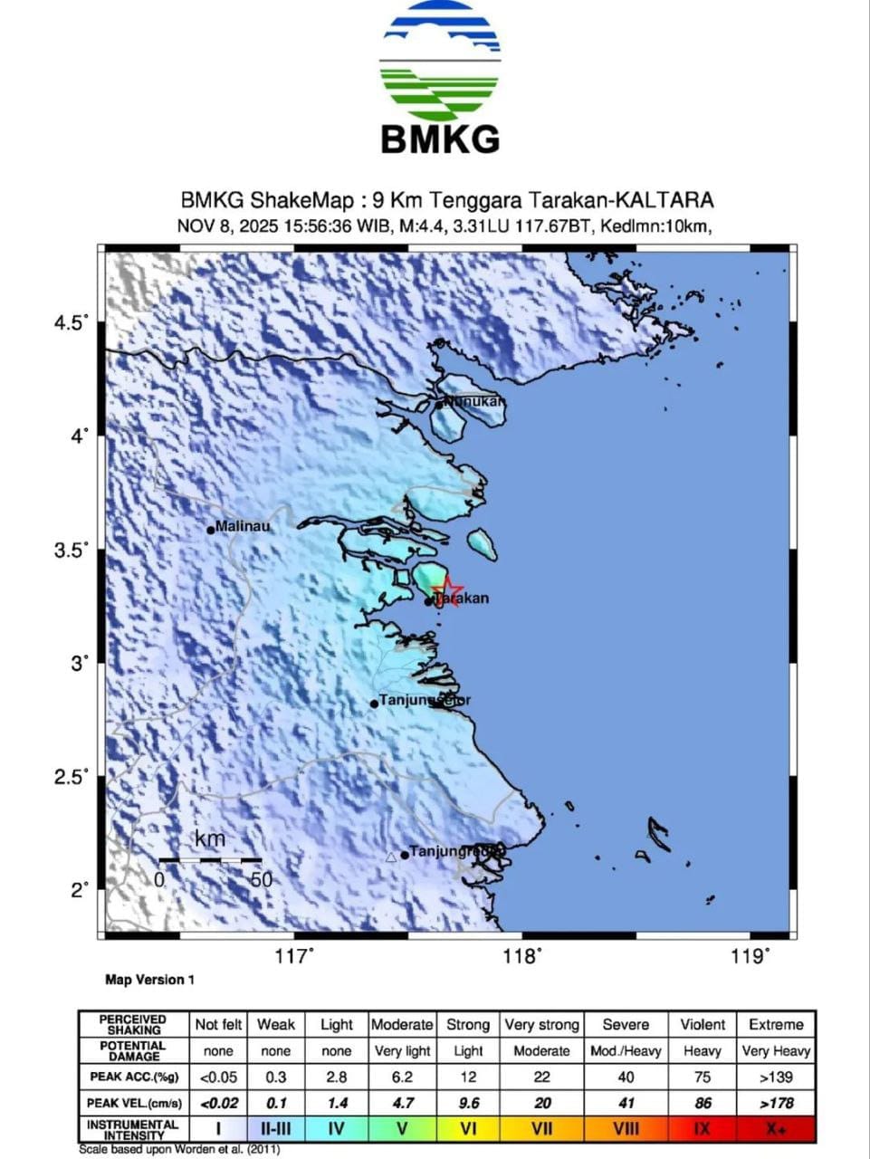 dara gempa tarakan M4.4