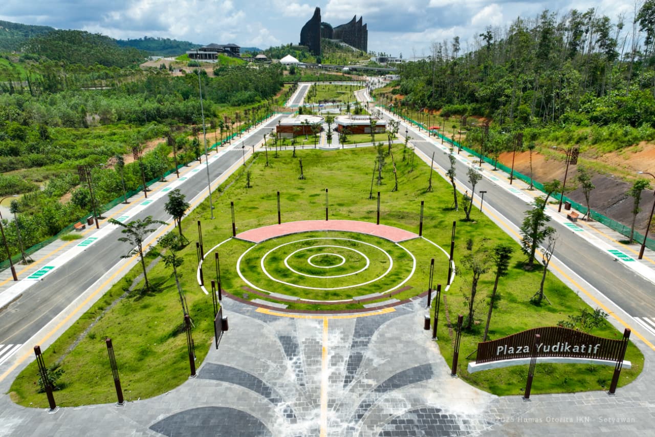 Pemandangan udara lahan yang bakal dibangun sebagai kompleks yudikatif di Ibu Kota Nusantara (IKN) pada Oktober 2025. (Foto: Humas Otorita IKN)