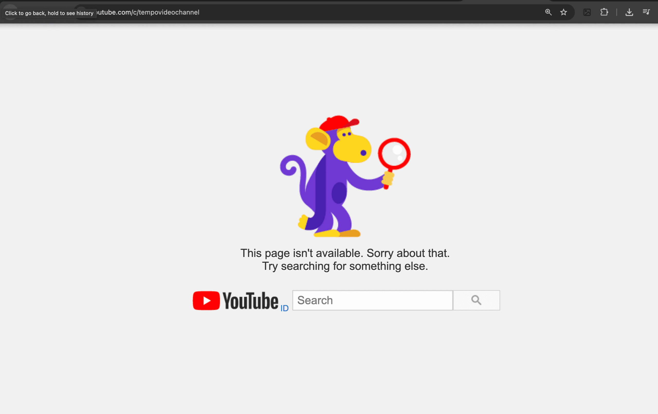 Akun YouTube Tempo (tempodotco) tidak bisa diakses pada Rabu, 10 Desember 2025, setidaknya sejak pukul 13.00 WIB.