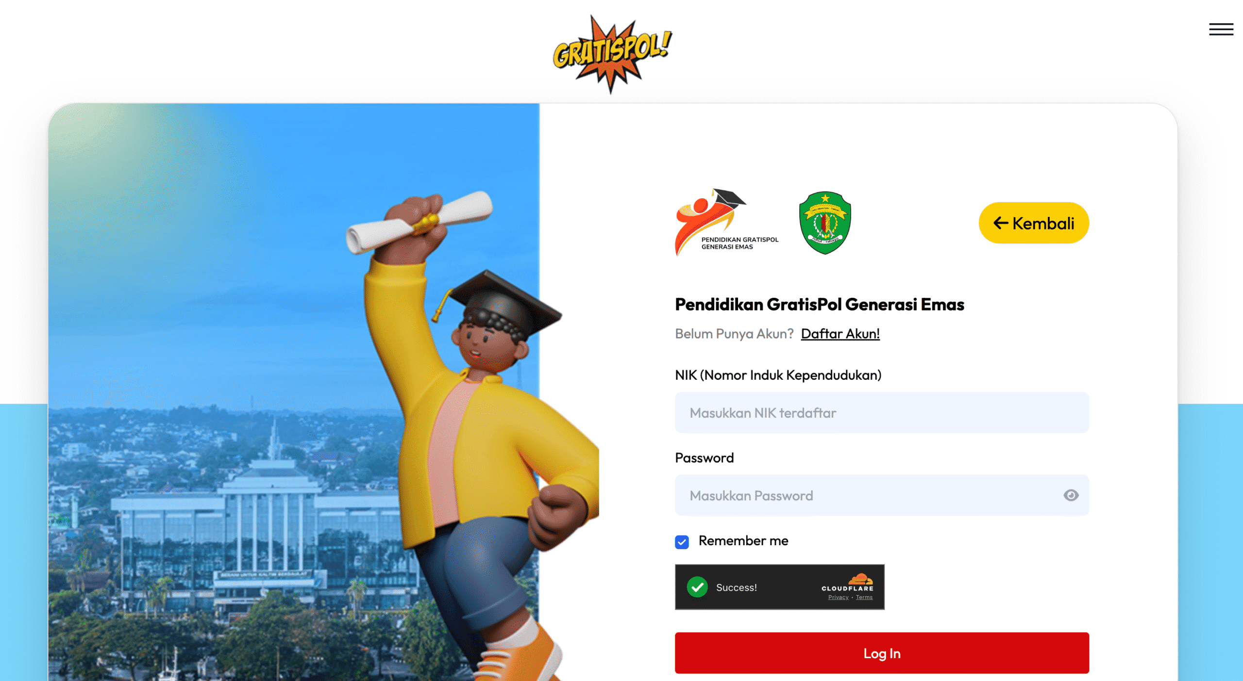 Tangkapan layar situs resmi gratispol.