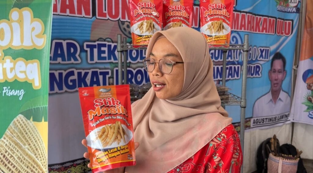 Produk olahan Kelompok Beragam, Bergizi, Seimbang, dan Aman (B2SA) Kabupaten Mahakam Ulu yang dibawa pada Gelar Teknologi Tepat Guna (TTG) Ke-XII Tingkat Provinsi Kalimantan Timur di Taman Budaya Sendawar, Kabupaten Kutai Barat, pada medio Juli 2026. (Foto: Kabupaten Mahakam Ulu)